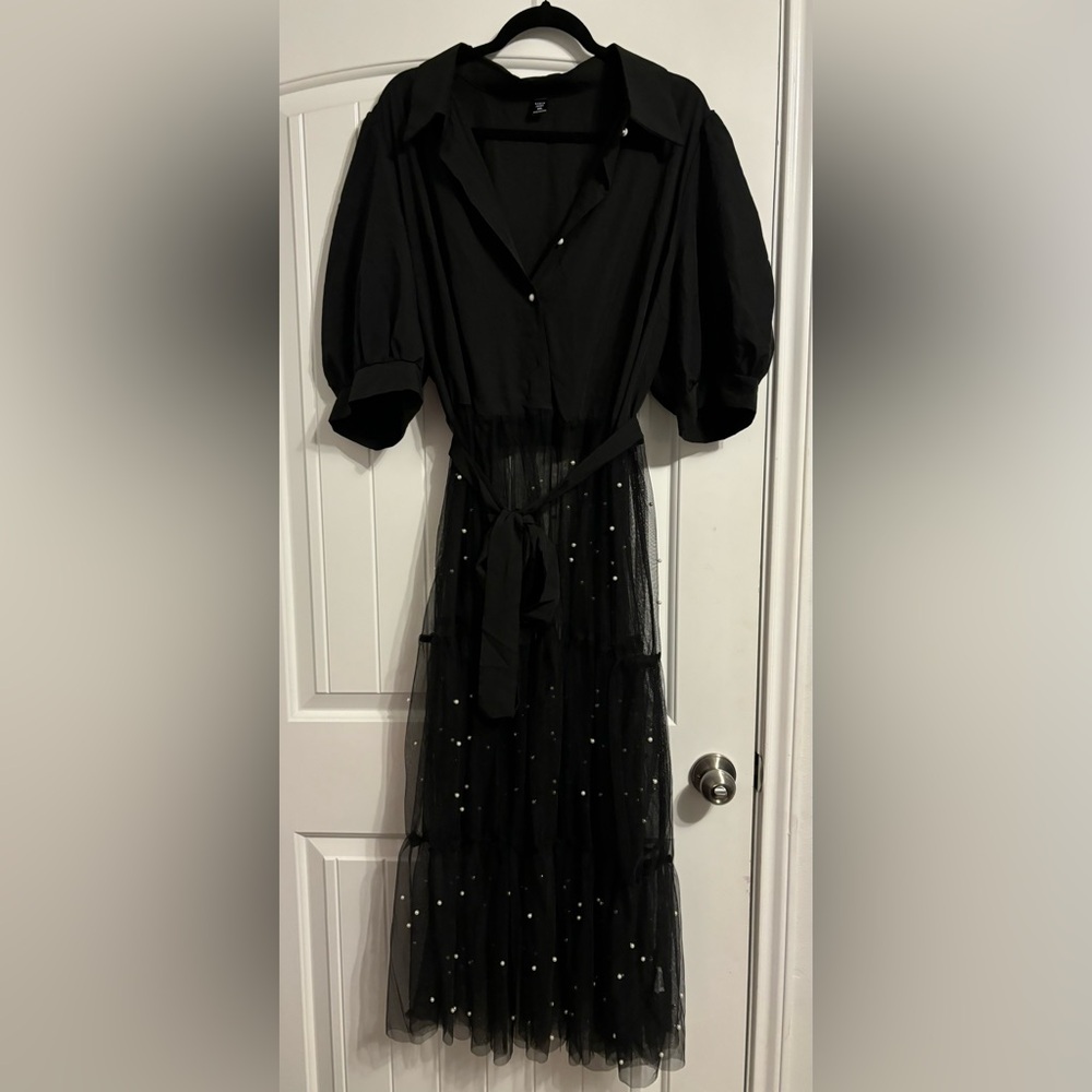 Long, Netted, Button Down Top